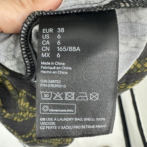 Richard Allan x H&M Shirt Dress Brown Green Printed Pattern Dress Women’s Sz 6 - Picture 6 of 12